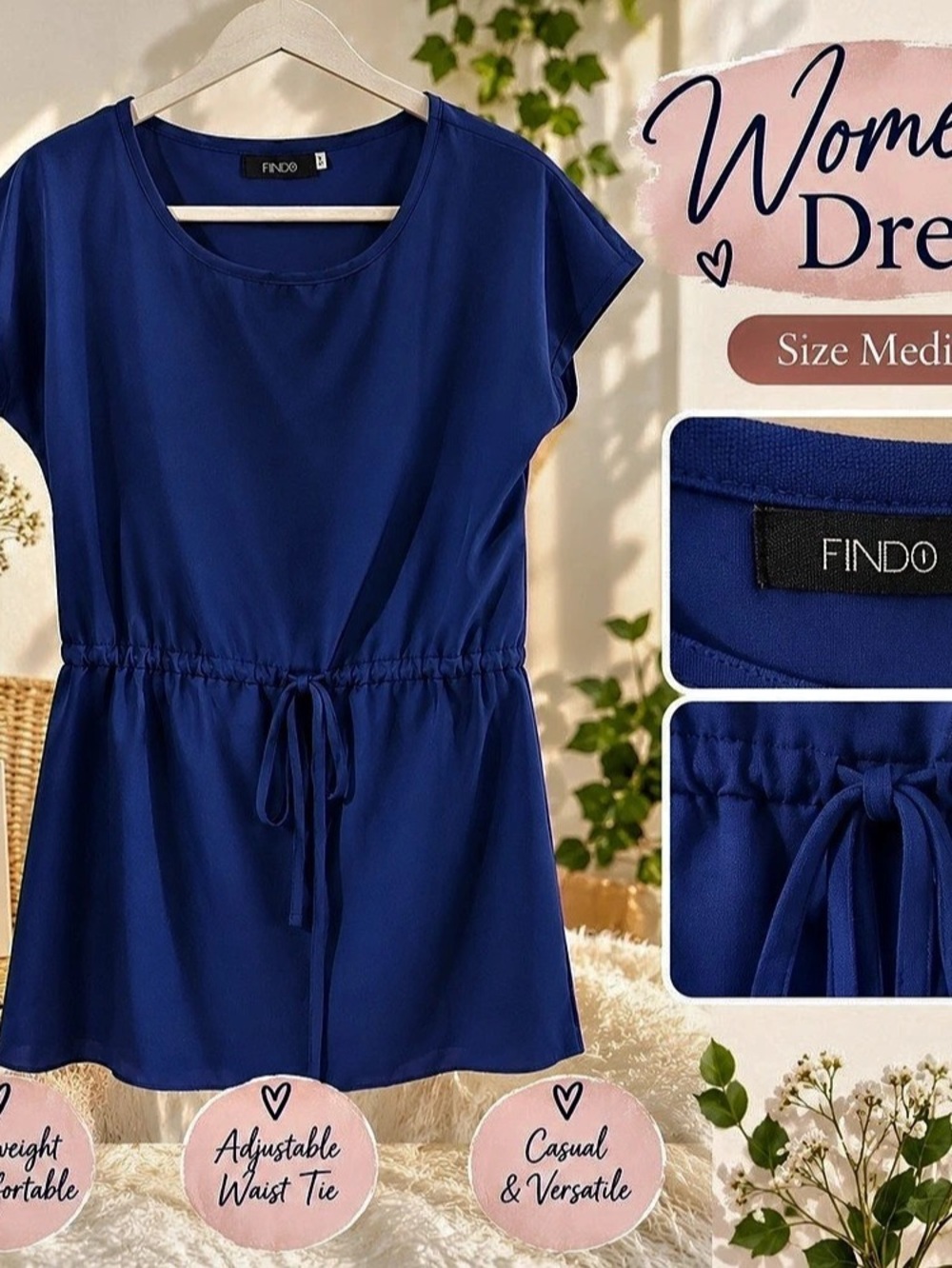 FINDO Mini Dress in Blue Size Medium Like New